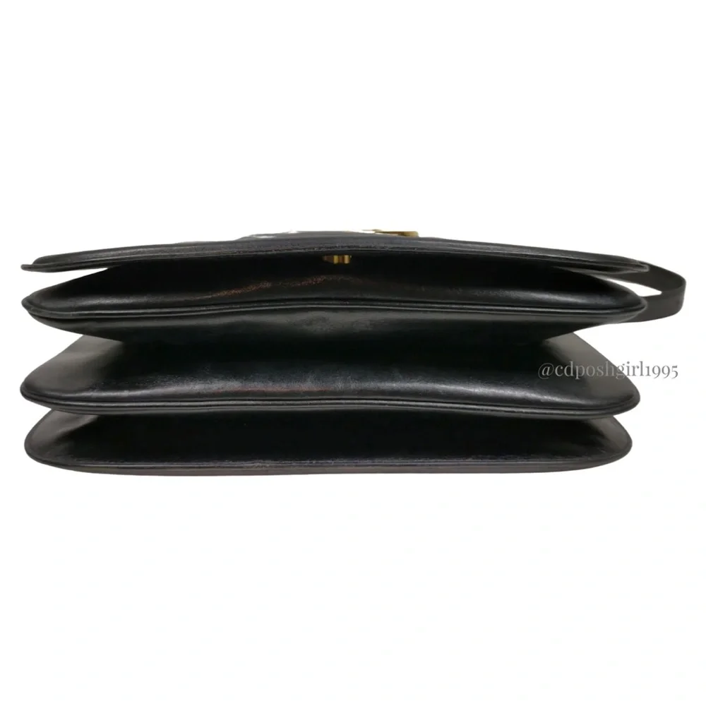 Vintage Gucci Blondie 1970s Black Leather Accordion Shoulder Bag Interlocking GG - Picture 3 of 16